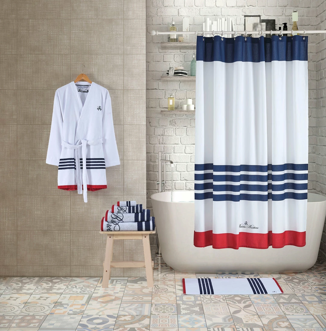 Outlet ๐ Brooks Brothers Nautical Blanket Stripe Shower Curtain ๐ - Image 3