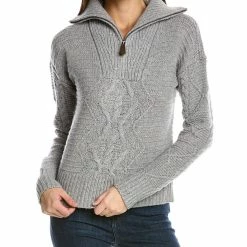 Outlet 🌟 Brooks Brothers Cable 1/2-Zip Wool Sweater for 👩 women 🌟