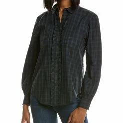 Best Pirce 😍 Brooks Brothers Ruffle Trim Top for 👩 women 🔥